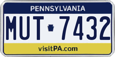 PA license plate MUT7432