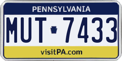 PA license plate MUT7433