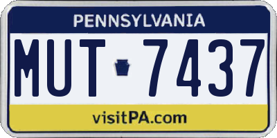 PA license plate MUT7437
