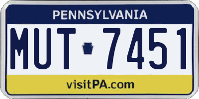 PA license plate MUT7451