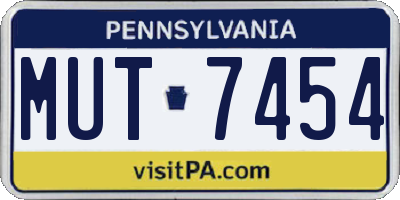 PA license plate MUT7454