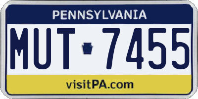 PA license plate MUT7455