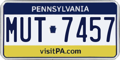 PA license plate MUT7457