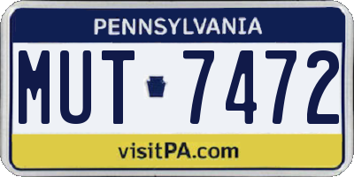 PA license plate MUT7472