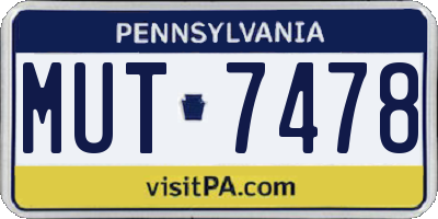 PA license plate MUT7478
