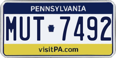PA license plate MUT7492