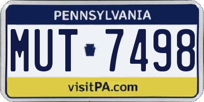 PA license plate MUT7498