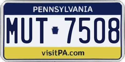 PA license plate MUT7508