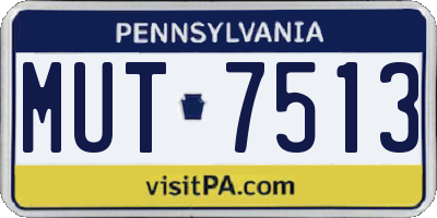 PA license plate MUT7513
