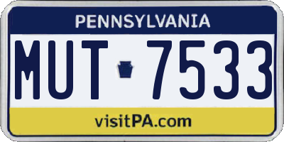 PA license plate MUT7533
