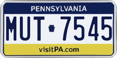 PA license plate MUT7545