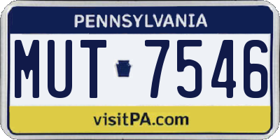 PA license plate MUT7546
