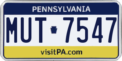 PA license plate MUT7547