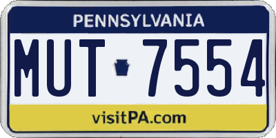 PA license plate MUT7554