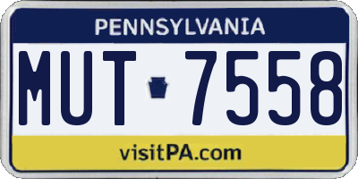 PA license plate MUT7558