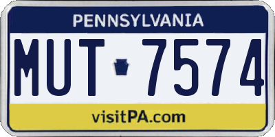 PA license plate MUT7574