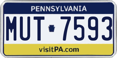 PA license plate MUT7593