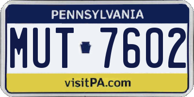 PA license plate MUT7602