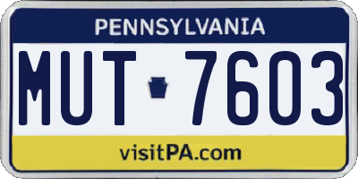 PA license plate MUT7603