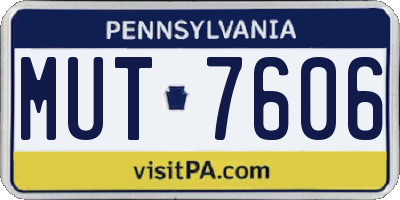 PA license plate MUT7606