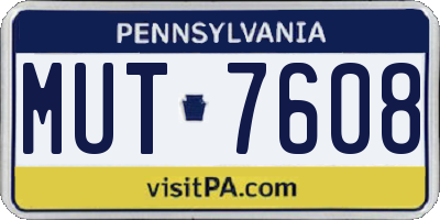 PA license plate MUT7608