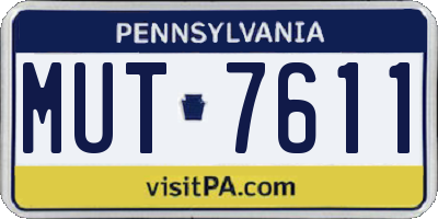 PA license plate MUT7611