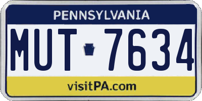 PA license plate MUT7634