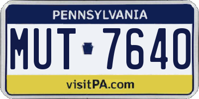 PA license plate MUT7640