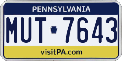 PA license plate MUT7643