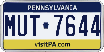 PA license plate MUT7644
