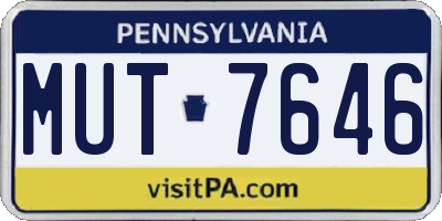 PA license plate MUT7646
