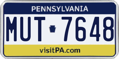 PA license plate MUT7648