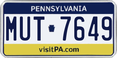 PA license plate MUT7649