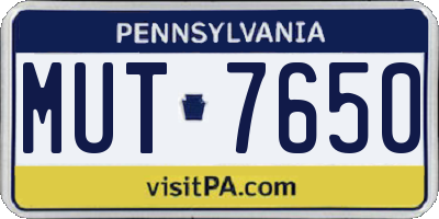 PA license plate MUT7650