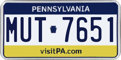 PA license plate MUT7651