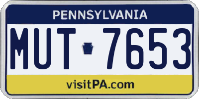 PA license plate MUT7653