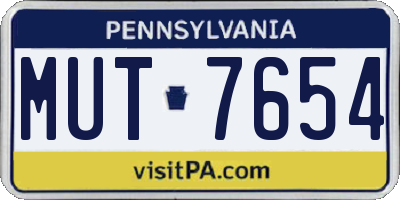 PA license plate MUT7654