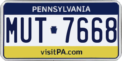 PA license plate MUT7668