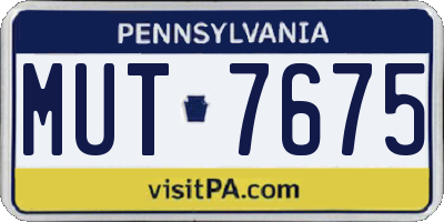 PA license plate MUT7675