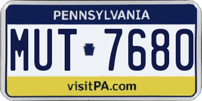 PA license plate MUT7680
