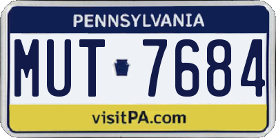 PA license plate MUT7684
