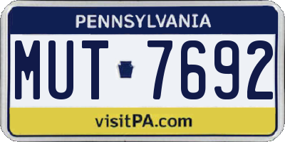 PA license plate MUT7692