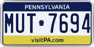 PA license plate MUT7694