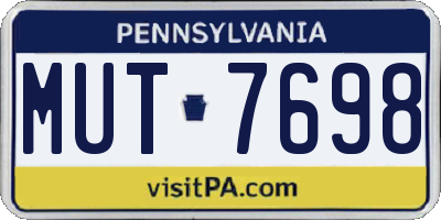 PA license plate MUT7698