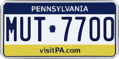 PA license plate MUT7700