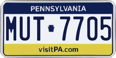 PA license plate MUT7705