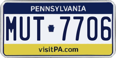 PA license plate MUT7706