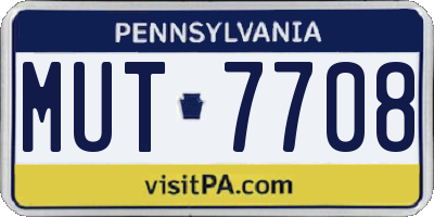 PA license plate MUT7708