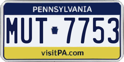 PA license plate MUT7753