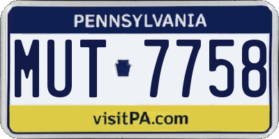PA license plate MUT7758